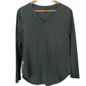 SHEIN Deep Green V-Neck Long Sleeve Top